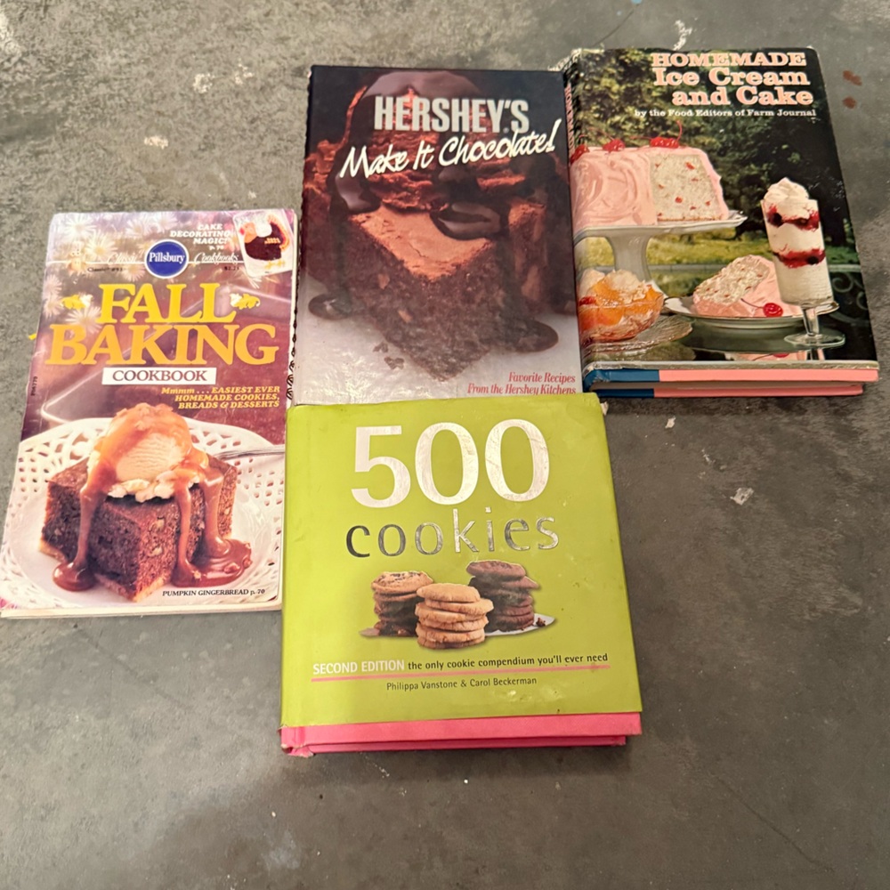 Assorted Baking, ice Cream, & Dessert Cookbooks-Holiday (4) Hershey’s Pillsbury